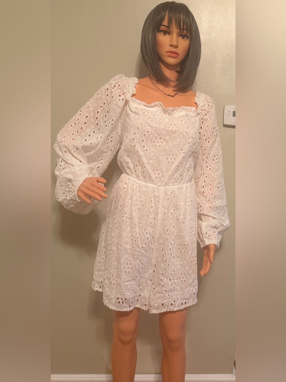 Boohoo
Plus Broderie Boho Smock Playsuit WHITE